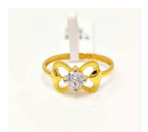 แหวนผีเสื้อทองคำแท้ 22K สำหรับผู้หญิง ทองคำแท้ 916 สีเหลือง ประดับเพชร CZ รูปโบว์ แหวนหมั้น งานแฮนด์เมด เครื่องประดับชั้นดี - Product Image 2
