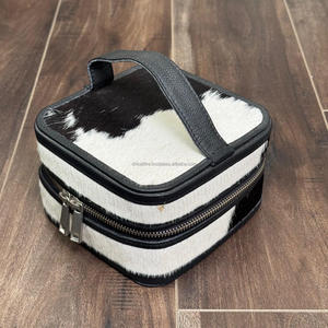 Portable maquillage cosmétique bijoux boîte-cadeau en cuir de vachette véritable haute qualité mallette de rangement bijoux organisateur boîte pour femmes - Product Image 4