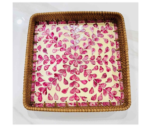 Plateau de rangement en rotin de qualité supérieure avec incrustations de nacre, directement du fournisseur vietnamien - Plateau organisateur décoratif - Product Image 5