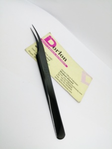 Shiny Black Pointed Isolation Tweezers <b>Star</b> Grip Lash Tweezers Customized Logo Perfectly Closed Tips Isolating Lashes Tweezers - Product Image 2