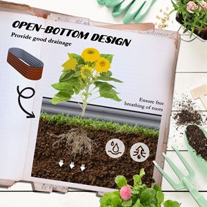 Fioriera in Metallo Zincato 4.9x2ft, Rialzata e Impilabile, con Bordo di Sicurezza, Marrone - Forniture da Giardino - Product Image 5