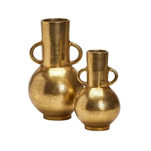 Macetas de Flores de Lujo para Decoración de Bodas, Jarrón Indio de Aluminio, Plantas Artificiales Decorativas, Jarrones de Flores con Acabado Dorado - Product Image 1