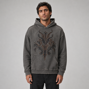 Sudadera con capucha extragrande vintage de 500 g/m² para hombre, personalizada al por mayor, con estampado desgastado, estilo pullover, sudadera pesada sin estampado - Product Image 1