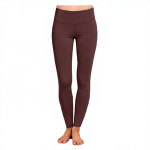Leggings noirs unis taille haute pour femme en Spandex et Nylon, extensibles dans les quatre sens, avec taille élastique, pour le yoga - Product Image 5
