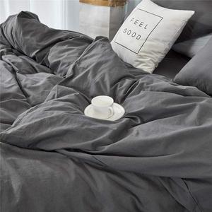 Parure de lit en coton délavé avec fermeture boutonnée pour lits king, queen, double et simples, tissu doux, usage domestique et hôtelier quotidien - Product Image 3