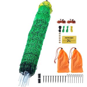 Kit Rete Elettrica Portatile per Recinzione 122 cm H x 50,8 m L in PE con Pali a Doppia Punta per Allevamento Animale - Product Image 1