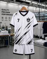 Colección de Uniformes de Fútbol Unisex Transpirables Personalizados de Primera Calidad, Conjunto de Camiseta y Pantalones Cortos de Fútbol Profesional, Impresión por Sublimación, Negro 3D
