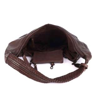 Sac Hobo Vintage en Cuir Marron Foncé pour Femme, Sac à Bandoulière Unique, Sac à Main Souple Effet Vieilli, Sac Cabas avec Fermeture Éclair - Product Image 1