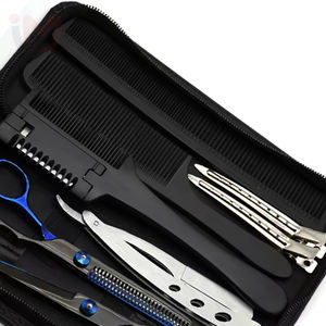 Ensemble de ciseaux de barbier professionnels de haute qualité en acier inoxydable pour la coupe et l'éclaircissement des cheveux, outil de salon avec couleur personnalisée - Product Image 2