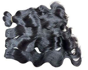 Natural Black <b>Afro</b> Wave French Lace Human Hair Wefts 4 Pieces Clip in Extensions 130% Density Long - Product Image 1