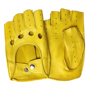 Gants de musculation pour hommes en cuir noir solide, respirants, légers, demi-doigts, fermeture à enfiler, toutes saisons - Product Image 2