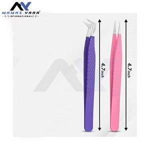 Pinzas para Pestañas con Agarre, Pinzas Rectas de Acero Inoxidable para Extensión de Pestañas, Uso Personal de Belleza, Juego de 2 Piezas en Rosa y Morado - Product Image 3