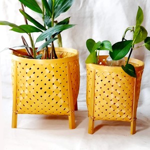 Raised bamboo planters handmade <b>weaving</b> plant <b>basket</b> stand commercial planter stands low price - Product Image 1
