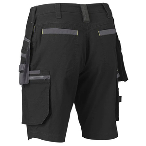 Men's <b>Black</b> Cargo <b>Work</b> Shorts With Multiple Pockets And Reflective Tape Breathable Polyester Construction Safety <b>Pants</b> - Product Image 2