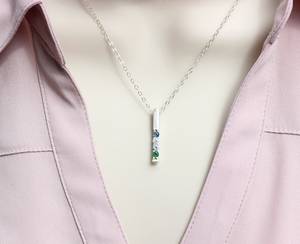 Birthstone Amethyst And Blue Topaz Necklace Satin Sterling Silver Gemstone Pendant Minimalist Women Jewelry Wholesale - Product Image 6