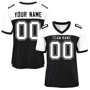 Camiseta de Fútbol Americano Personalizada con Cuello en V, Manga Corta, Absorbente de Humedad, 100% Poliéster, Impresión del Nombre del Equipo, Unisex para Adultos - Product Image 1
