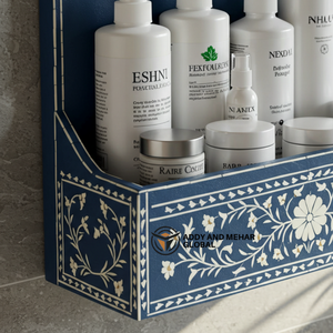 Blue Bathroom Wall Organizer Shelf – Handmade Wooden <b>Storage</b> Holder for <b>Toiletries</b> & Home Decor - Product Image 2