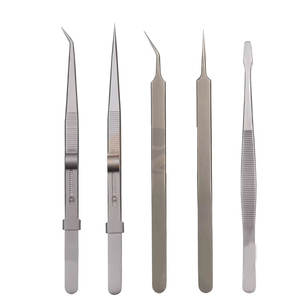 JACKBILLY Juego de pinzas de precisión de 5 uds., pinzas largas antiestáticas de acero inoxidable, Kit de trabajo de laboratorio, fabricación de joyas artesanales - Product Image 1