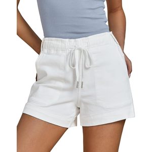 2025 femmes taille haute Jean Shorts à la mode mi-taille coupe maigre extensible Denim Jorts pull-on cordon élastique pour l'été - Product Image 3