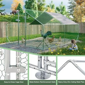 Corral Grande Impermeable de Alambre Galvanizado para Aves de Corral, Gallinas y Pollos; Corral Metálico para Conejos y Patos - Product Image 5