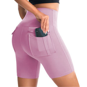 Women Workout Biker Shorts High Waist <b>Tummy</b> <b>Control</b> Activewear Shorts With Pocket Design OEM ODM Women Biker Shorts Lightweight - Product Image 5