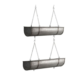 Macetas Colgantes de Hierro Galvanizado con Cadenas Metálicas Resistentes para Decoración de Jardín Interior y Exterior, Macetero Rectangular - Product Image 3