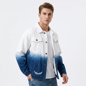 Veste pour homme, couleur dégradée, logo brodé, col rabattu, style décontracté, coupe classique, style printemps - Product Image 3