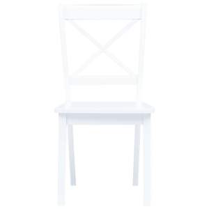 Juego de 4 sillas de comedor de madera de caucho macizo blanco, tamaño estándar - Product Image 3