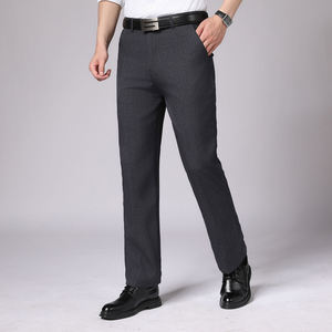 Pantalon de costume droit léger à rayures pour homme, taille haute, formel, pour le bureau et les trajets quotidiens - Product Image 2