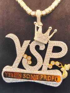 Pendentif Lettre YSP Moissanite Iced Out en Argent 925 Plaqué Or 18K, Breloque Lettre Couronne, Bijoux Hip Hop pour Homme - Product Image 4
