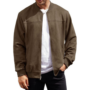 Men’s Bomber Jacket Faux Suede Midweight Casual Full-Zip Flight <b>Coat</b> - Product Image 1