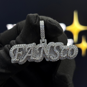 Colgante Personalizado con Nombre en Letras Burbuja, Chapado en Oro, Estilo Hip Hop, con Incrustaciones de Moissanita en Plata de Ley 925 - Product Image 5