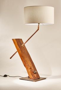 Rustic Farmhouse Wood Copper LED <b>Desk</b> Lamp with Drum Shade Decorative Floor Lamp for Living Room Bedroom Study - Product Image 3