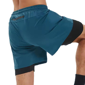 Nouveau short de sport uni 2026 avec poches zippées, taille à cordon de serrage, séchage rapide, en Spandex et Polyester pour homme - Product Image 3