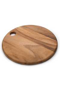 เขียงไม้ทรงกลมพร้อมด้ามจับ ผิวธรรมชาติ สำหรับหั่นอาหารในครัว - Product Image 3