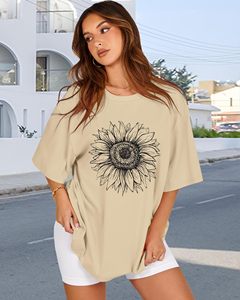 T-shirts à col rond pour femmes, imprimés floraux, graphiques DTF, 100% coton, t-shirts graphiques, t-shirts d'été, manches courtes, amples, confortables - Product Image 4