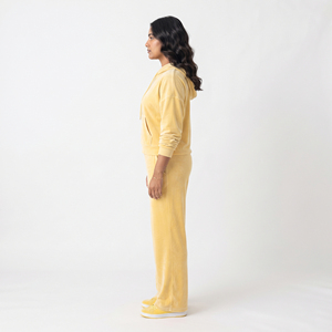Women 2 Piece <b>Velour</b> Hooded <b>Tracksuit</b> Casual 100% Cotton Fleece Loose Fit Full Length Drawstring Mid Waist Pullover <b>Tracksuit</b> - Product Image 3