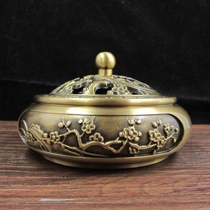Porte-encens classique en métal de haute qualité, brûleur d'encens rétro en laiton et cuivre, décoration de luxe pour la maison - Product Image 3