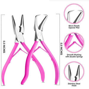 Kit d'outils professionnels pour extensions de cheveux, pinces en acier inoxydable, micro-anneaux en plastique, salon, domicile, Regal Impex - Product Image 2