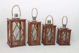 Lanterne décorative en bois blanc, style vintage, porte-bougie, grande lanterne d'intérieur/extérieur, centre de table de mariage, décoration de lanterne - Product Image 2