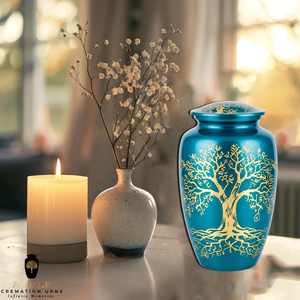 Urna Funeraria para Cenizas de Adultos, Diseño Árbol de la Vida, Estilo Europeo, Ecológica, Duradera, Decoración Conmemorativa - Product Image 3