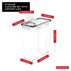 Set di 4 Contenitori Ermetici per Alimenti da 4L, Dispenser per Cereali con Coperchi per Organizzazione Dispensa e Piano di Lavoro - Product Image 4