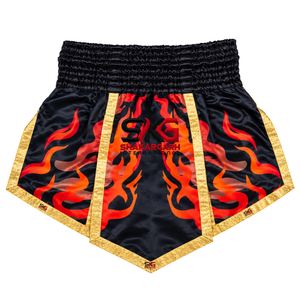 Pantalones Cortos de Muay Thai de Satén con Estampado de Llamas, Pantalones Cortos de Boxeo con Cintura Elástica para Entrenamiento de Artes Marciales - Product Image 2