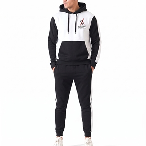 Survêtements de sport unisexes OEM coupe classique, tenue de jogging décontractée noire unie personnalisée, survêtement de sport respirant en molleton - Product Image 1