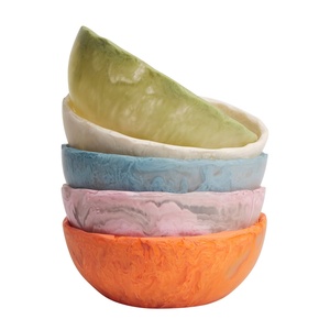 Luxury Handmade Polished White Swirl Resin Eco-Friendly Durable Serving Bowl Premium Fruit Salad Tableware for Home Hotel Party - Product Image 4