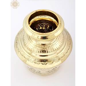 9นิ้วทำด้วยมือทองเหลือง ashtalakshmi Puja kalasha อินเดียสินค้าผลิตในอินเดีย - Product Image 3