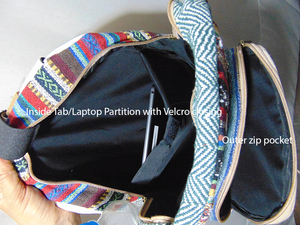 Mochila para Portátil de Fibra Natural Reutilizable de Cáñamo, Yute y Algodón, Tejida a Mano, con Patrón Geométrico Invernal y Cierre de Broches para Mujer - Product Image 6