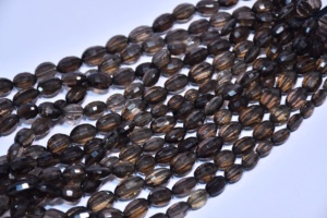 Cuentas facetadas de cuarzo ahumado con corte barril - Para la fabricación de joyas - Product Image 4