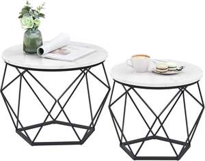 Mesa Auxiliar Redonda con Tapa de Mármol, Estructura Metálica, para Sala de Estar, Sofá, Mueble para el Hogar, Decoración Moderna para Interiores, Diseño Hexagonal Negro - Product Image 6