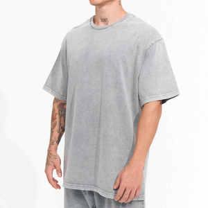 เสื้อยืดโอเวอร์ไซส์วินเทจสำหรับผู้ชาย แบบขายส่ง ผ้าฝ้ายล้วน ซักย้อมสีแบบแอซิดวอช สามารถสั่งทำได้ พร้อมสกรีนโลโก้ตามต้องการ - Product Image 2